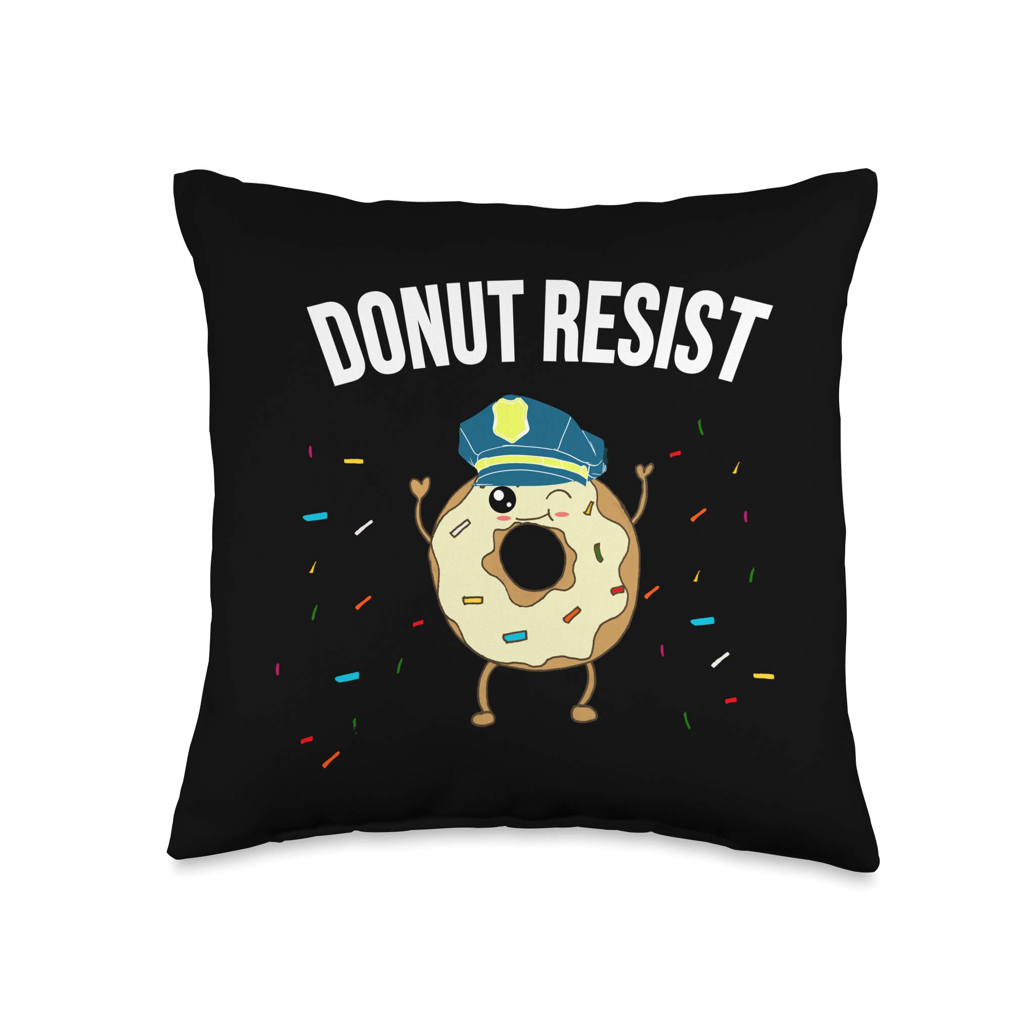 Funny Donut Resist Meme Police Officer Support Quote Throw Pillow - Perfect for Cops, Law Enforcement Gifts & Office Decor