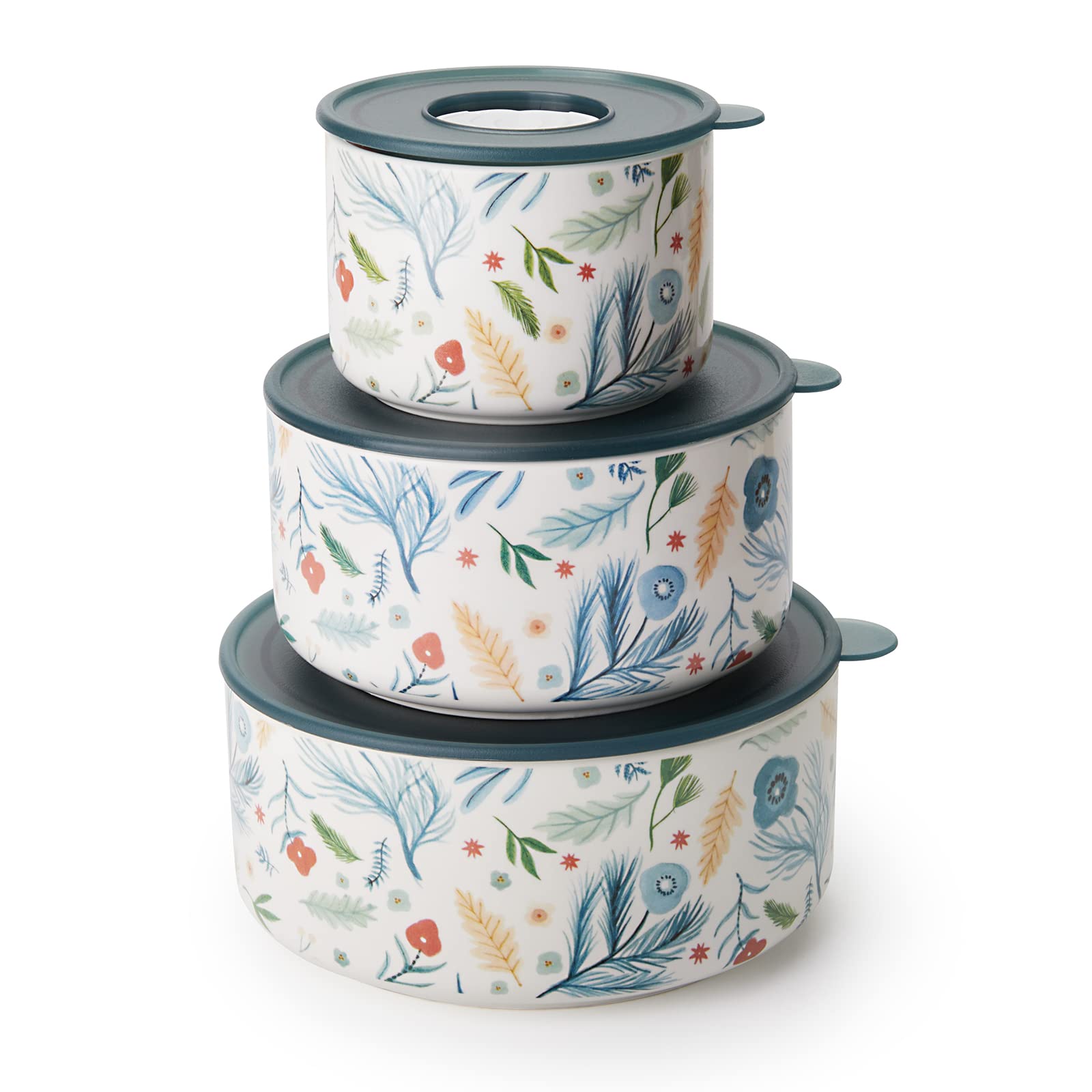 4/5/6 Inch Ceramic Food Storage Bowls with Lids - Microwave & Dishwasher Safe Soup, Salad, Rice, Cereal Containers - Perfect for Breakfast, Dinner, Meal Prep & Serving (Blue)