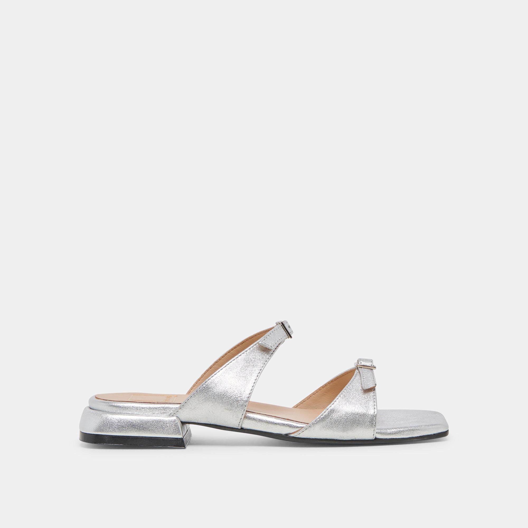LAVERN Women's Sandals - Silver Metallic Leather Strappy Heels for Summer, Beach, and Casual Outfits