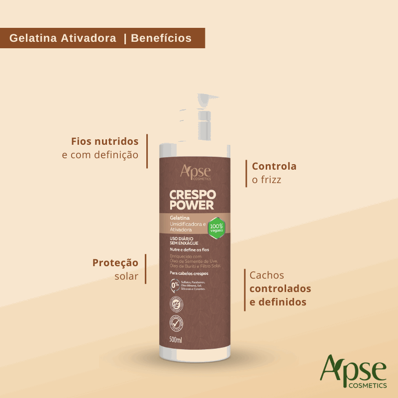 Apse Cosmetics Curly Hair Gelatin Treatment - Hydrating & Activating Gel for Defined Curls (16.9 fl oz) | Deep Conditioning for Natural, Coily & Wavy Hair | Perfect for Wash Day & Styling Routines