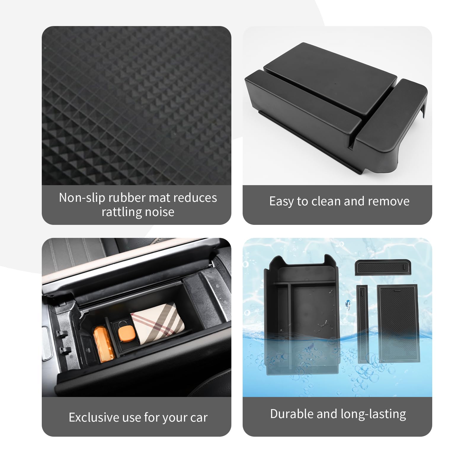 Premium Center Console Organizer for Mercedes Benz GLC 300 SUV (2023-2024) | Black Armrest Tray Storage Box | GLC-Class Accessories | Perfect for Road Trips & Daily Commute