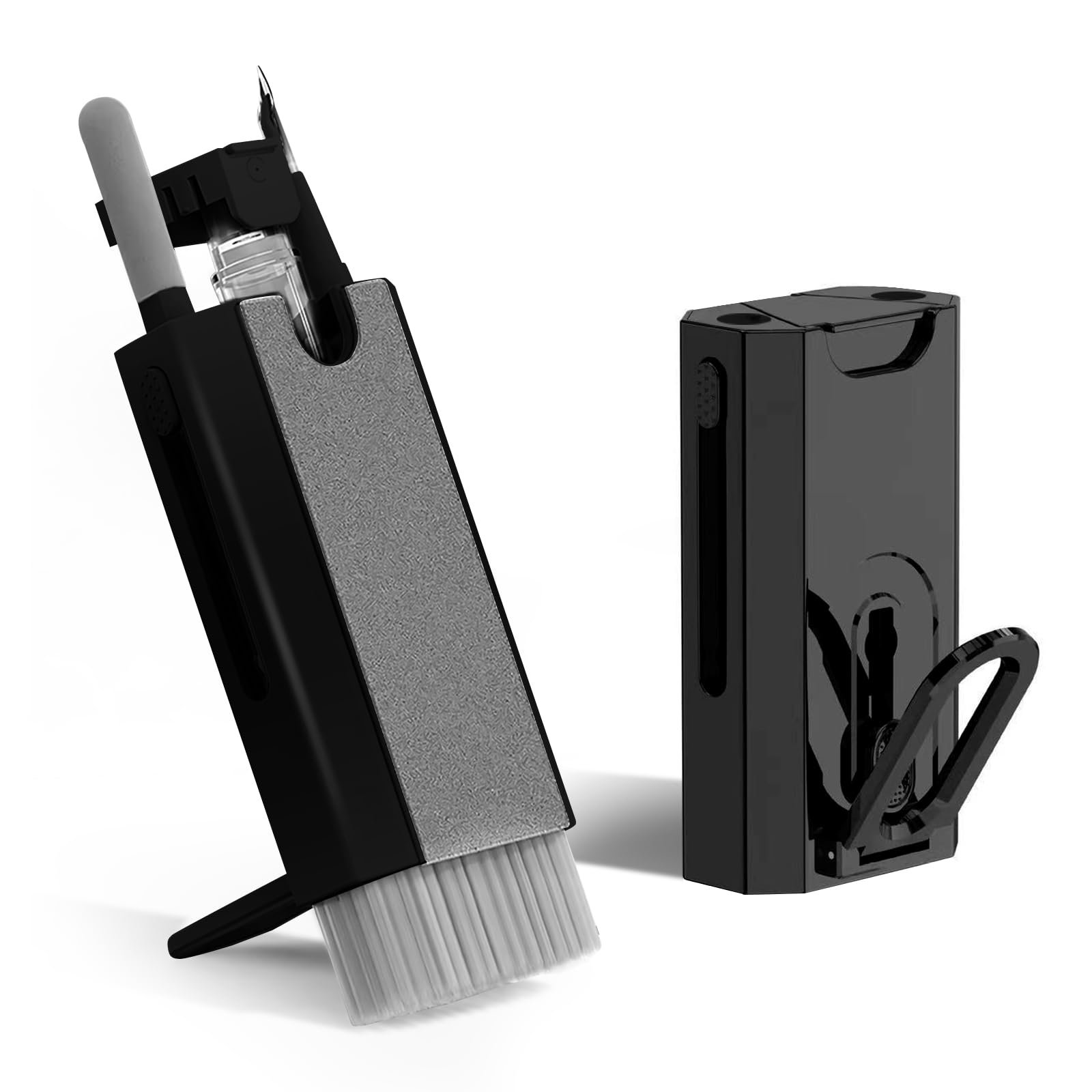 8-in-1 Keyboard Cleaner Kit - Portable PC/Laptop Cleaning Tools for Keyboard, Screen & Earbuds (Black) - Perfect for Office & Travel Use