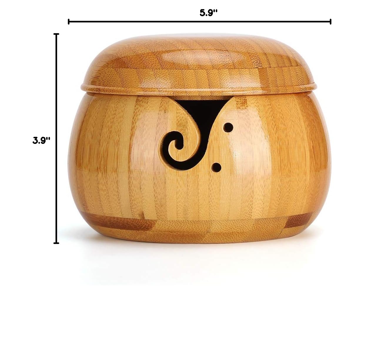 6 Inch Handmade Wooden Yarn Bowl for Knitting & Crochet - Decorative Yarn Storage Organizer with Smooth Groove for Smooth Yarn Feeding - Perfect for Crafters, DIY Enthusiasts & Home Decor