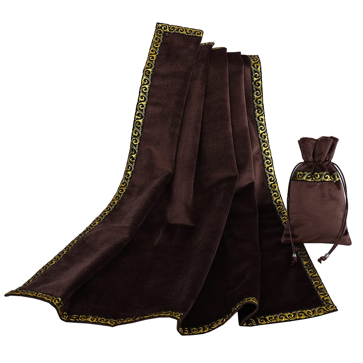 BLESSUME Tarot Reading Cloth - Wiccan Altar Velvet Divination Square with Pouch (Coffee) for Psychic Readings, Rituals & Spiritual Practices