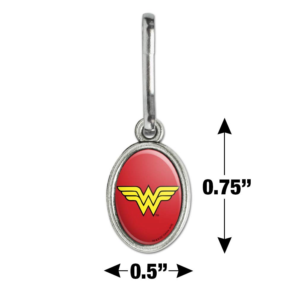 Wonder Woman Classic Logo Antique Oval Charm - Zipper Pull Accessory for Clothes, Purse, Suitcase & Backpack | Superhero Fashion Jewelry for Cosplay, Gifts & Everyday Use