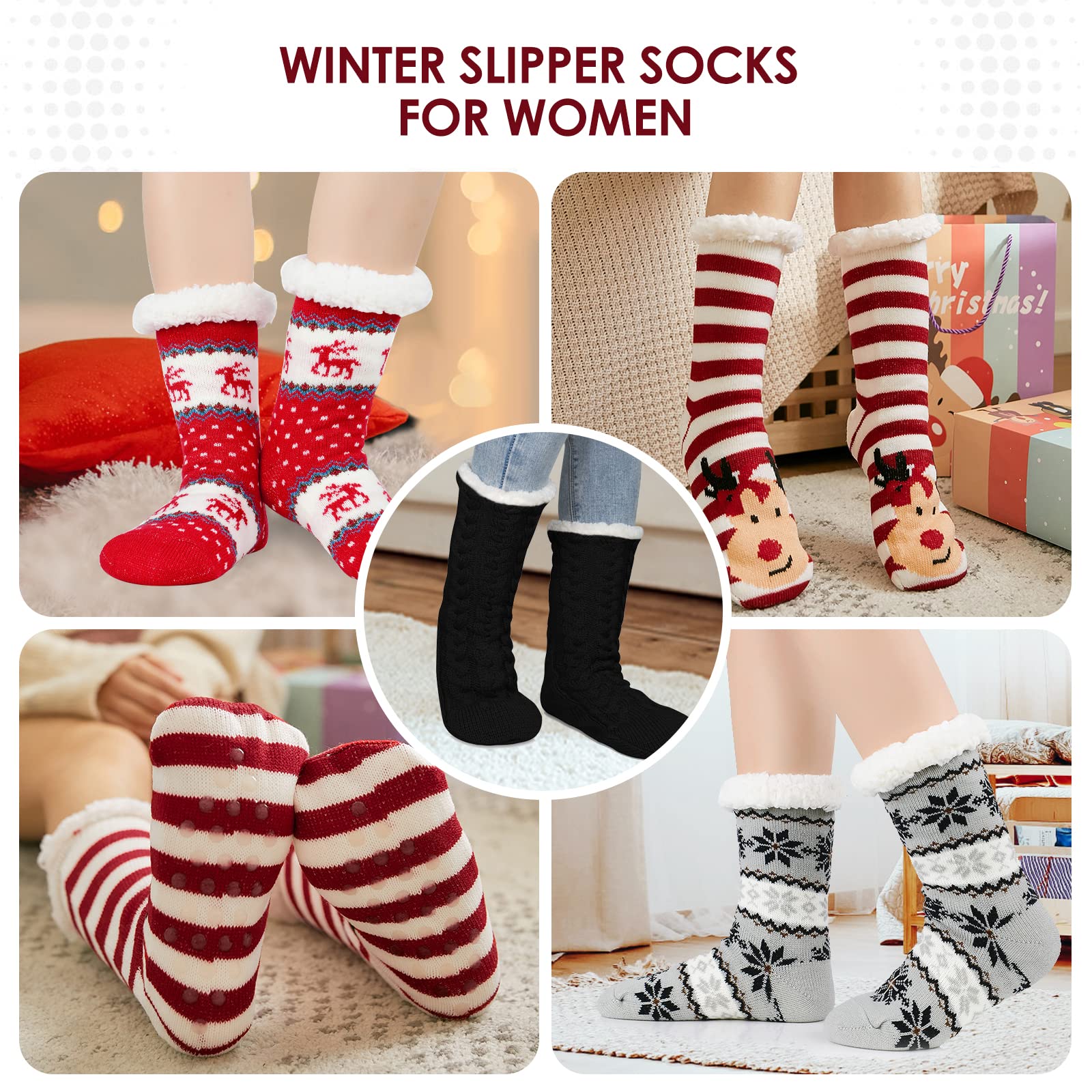 Cozy Women's Fuzzy Socks - Warm Winter House Slippers with Soft Furry Lining | Indoor Lounge Socks for Home, Gym & Christmas Gifts | Perfect for Relaxing, Yoga & Cold Weather Comfort