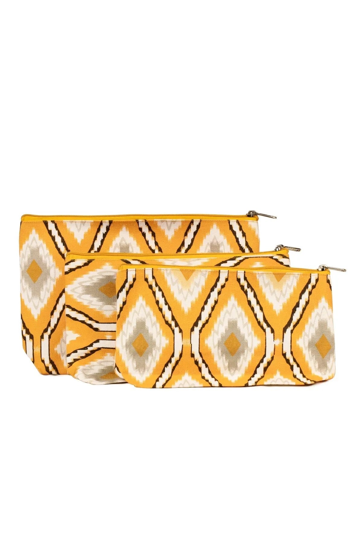 Stylish Ikat Print Cosmetic Bag for Makeup & Travel - Waterproof & Durable Organizer for Toiletries, Brushes & Essentials - Perfect for Gym, Vacation & Everyday Use
