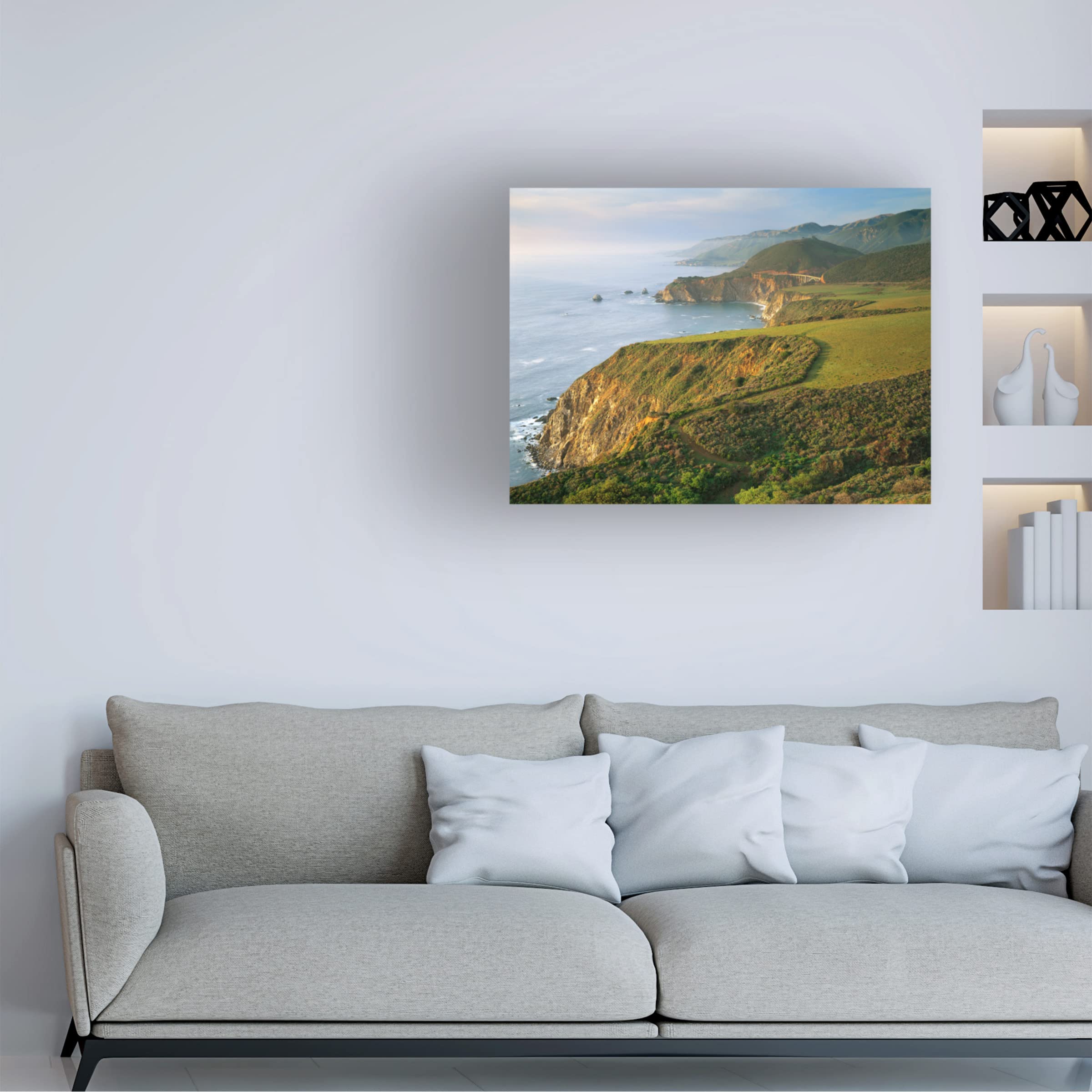 Trademark Fine Art 'Bixby Bridge' Canvas Wall Art by John Gavrilis - Stunning Landscape Painting for Living Room, Office & Home Decor