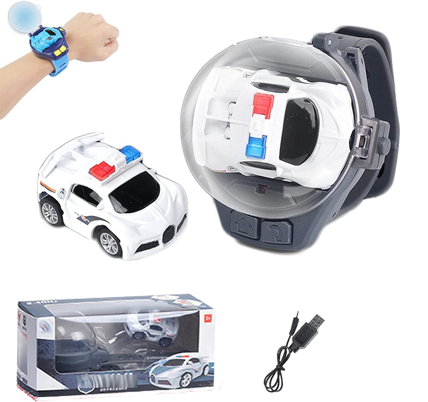 2022 New Mini Remote Control Car Watch Toy - 2.4 GHz Racing Car with USB Charging, Cartoon RC Small Car Gift for Boys and Girls (White) - Perfect for Indoor Play and Birthday Gifts
