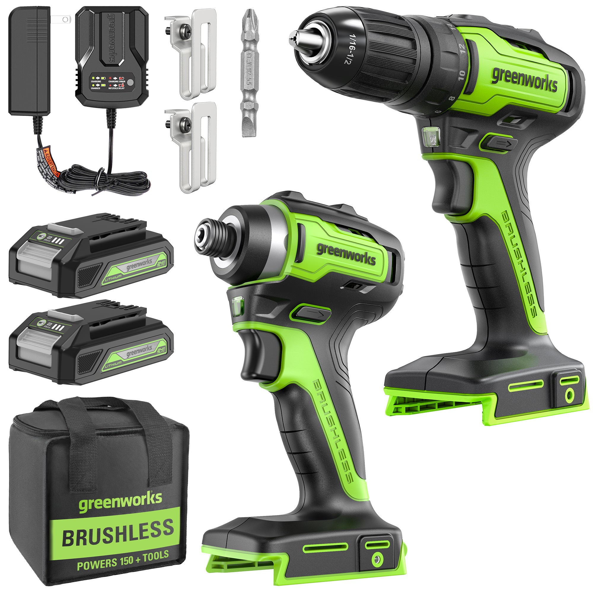24V Cordless Battery Drill and Impact Driver Kit with 2 x 2.0Ah Batteries & Charger - Perfect for DIY Projects, Home Repairs, and Professional Construction Work