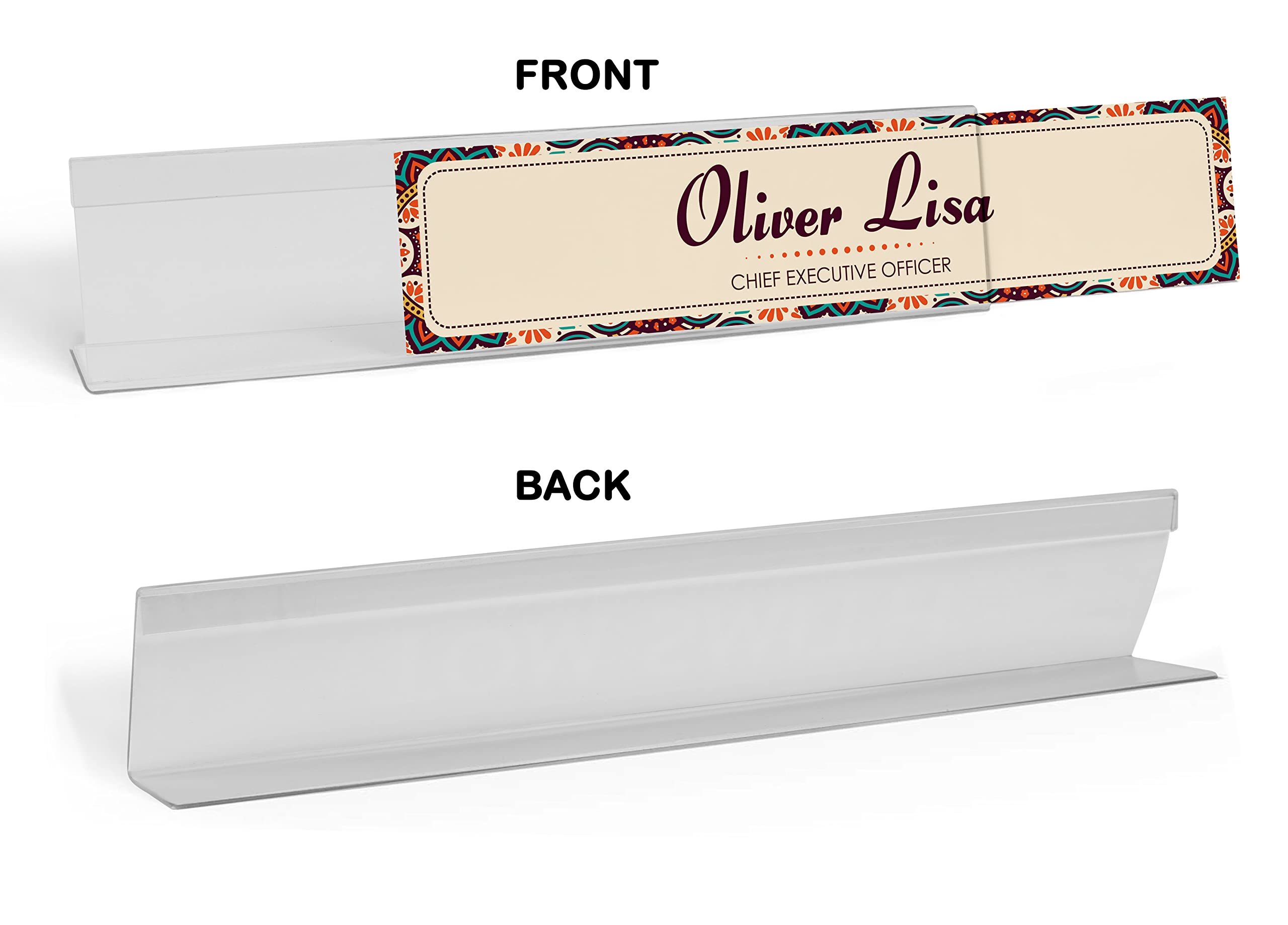 Personalized Mandala Acrylic Desk Name Plate - Custom Office Name Sign (2x8 Inches) for Workstations, Reception Desks & Home Offices
