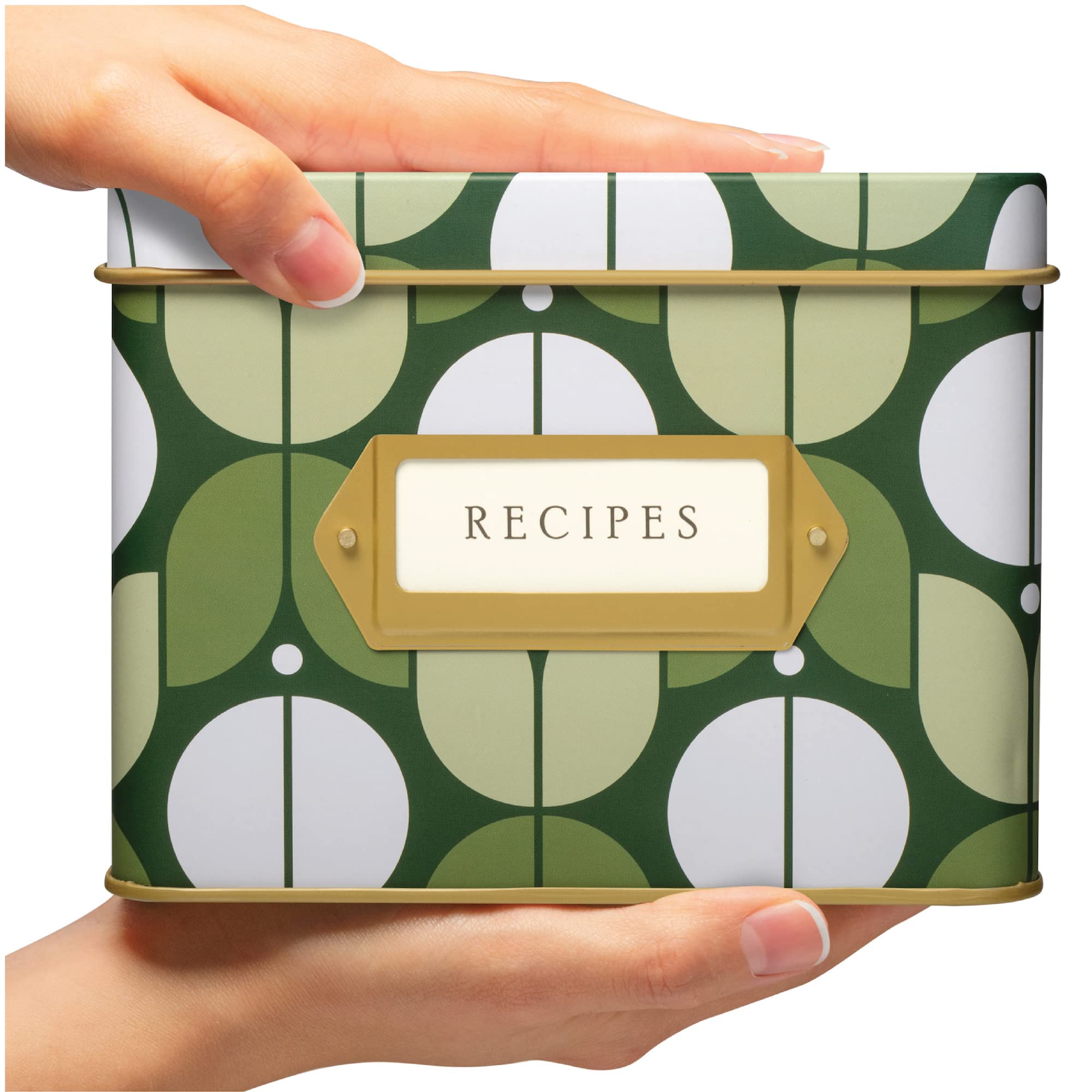 Jot & Mark Decorative Recipe Tin Box - Organize 4x6 Recipe Cards & Greeting Cards | Holds Hundreds | Perfect for Kitchen Storage & Gift Giving