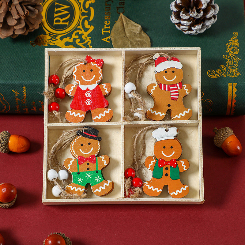 (2 Pack) Christmas Gingerbread Ornaments Set - 12 Piece Festive Wooden Tree Decorations for Holiday Home, Xmas Party & Winter Wedding Decor