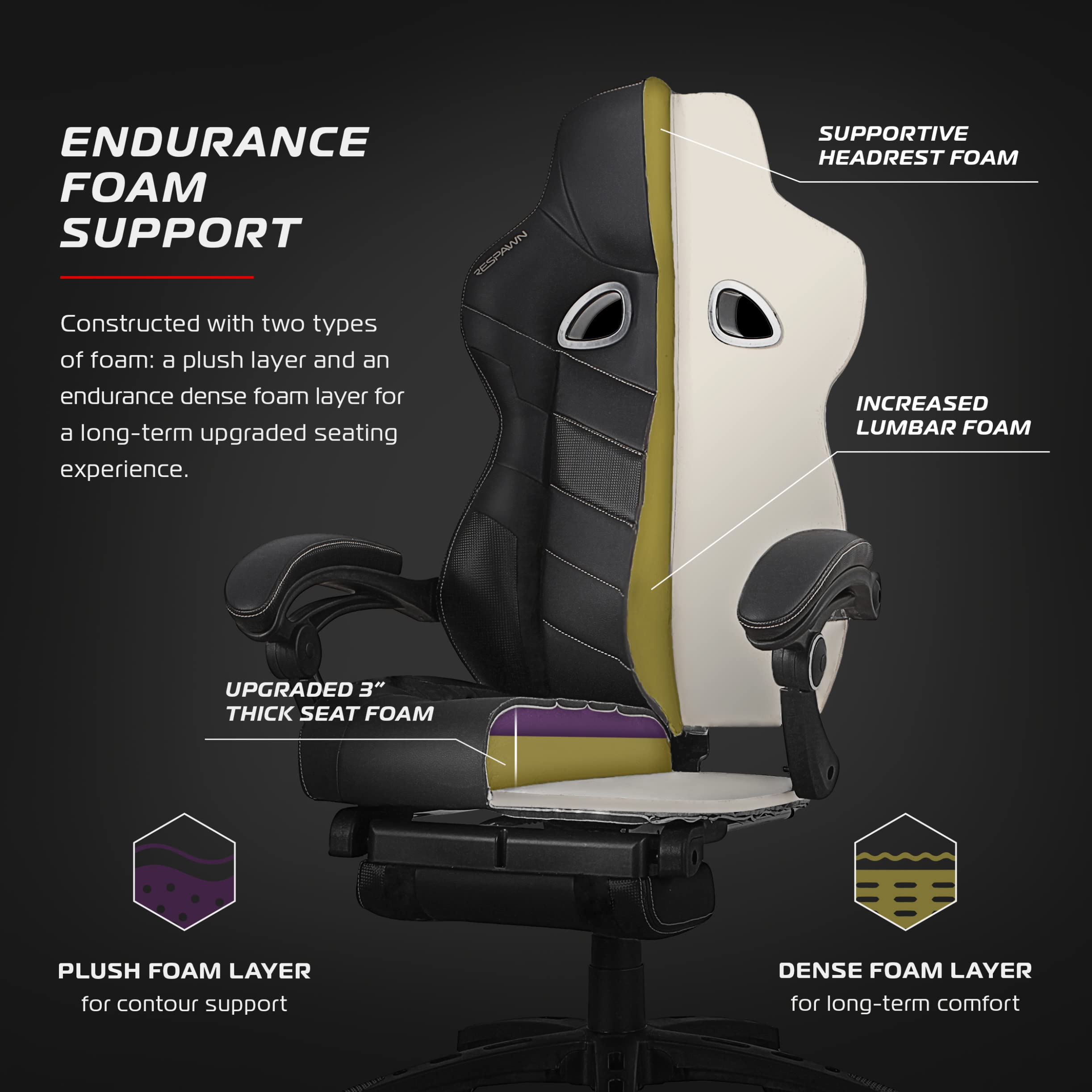 RESPAWN 110 Ergonomic Gaming Chair with Footrest Recliner - Racing Style High Back Office Chair for PC & Desk - 360° Swivel, Adjustable Lumbar Support & Headrest - Padded Armrests - Green (2021 Model) - Perfect for Gaming, Streaming & Home Office Workspace