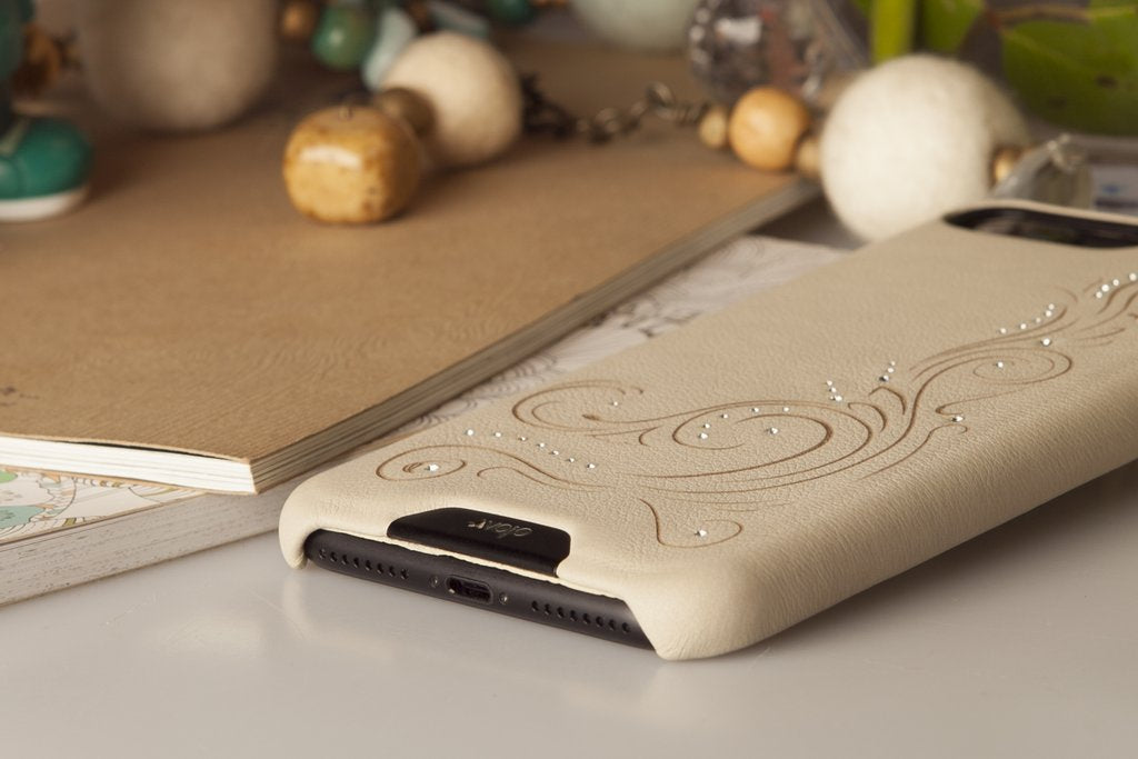 Customizable Luxury Leather iPhone 7 Plus Case with Swarovski Crystals - Elegant Grip Protection for Everyday Use & Special Occasions