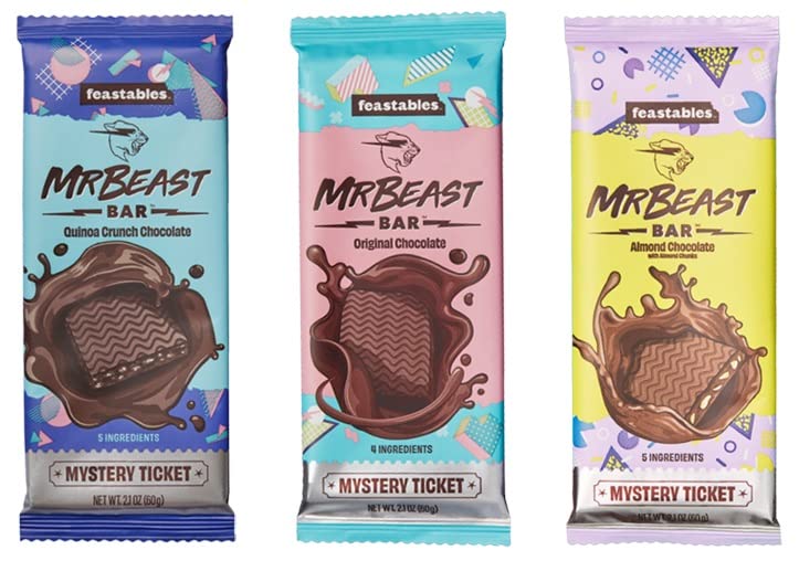 Beast Bar Quinoa Crunch Chocolate Bars - Almond Chocolate & Original Chocolate Feast Block [3-Pack, 2.1 Oz Each] | High-Protein Snack for Hiking, Gym Workouts & Healthy On-the-Go Energy