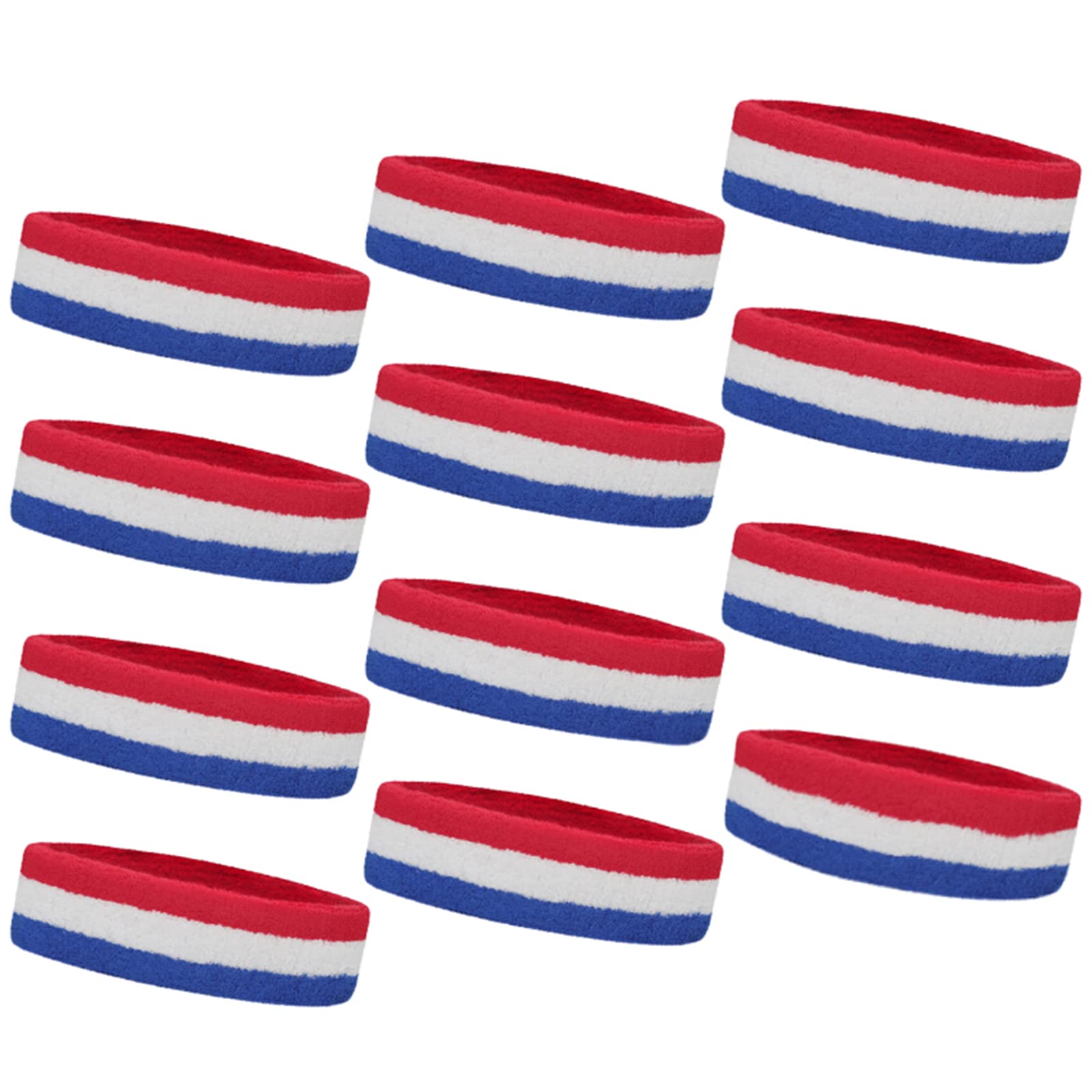 TopTie 12 Pack Sweat Headbands for Women & Men - Moisture Wicking Sports Headbands, Soft Cotton Terry Cloth Hair Bands for Running, Yoga, Workout & Gym - Non Slip Athletic Head Wraps for Active Lifestyles
