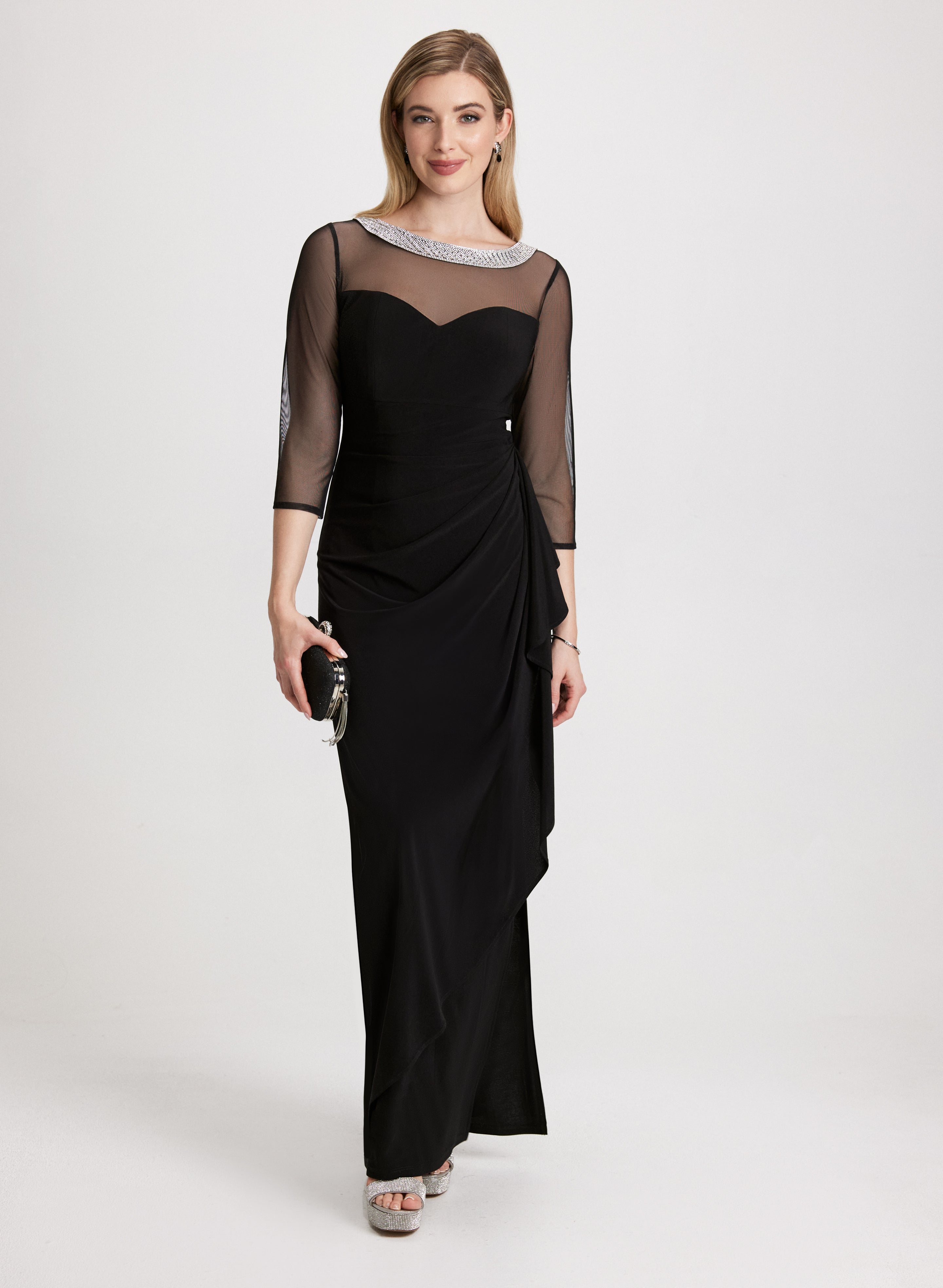 Embellished Neckline Jersey Dress for Women - Elegant & Comfortable Summer Casual Wear - Perfect for Parties, Dates & Office Outfits