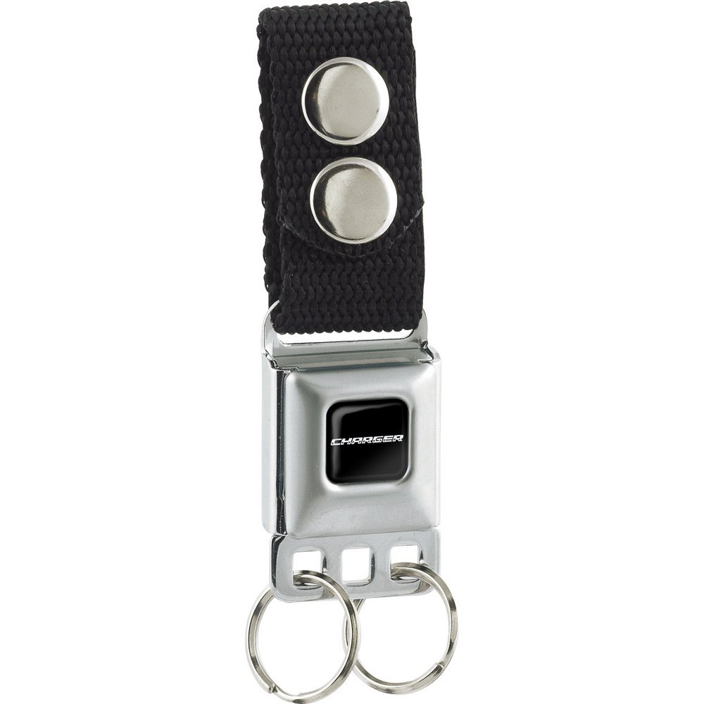 Buckle-Down Keychain Charger - Compact & Durable Phone Charger with Text Design (Black/Silver) | Perfect for Travel, Work & Everyday Use