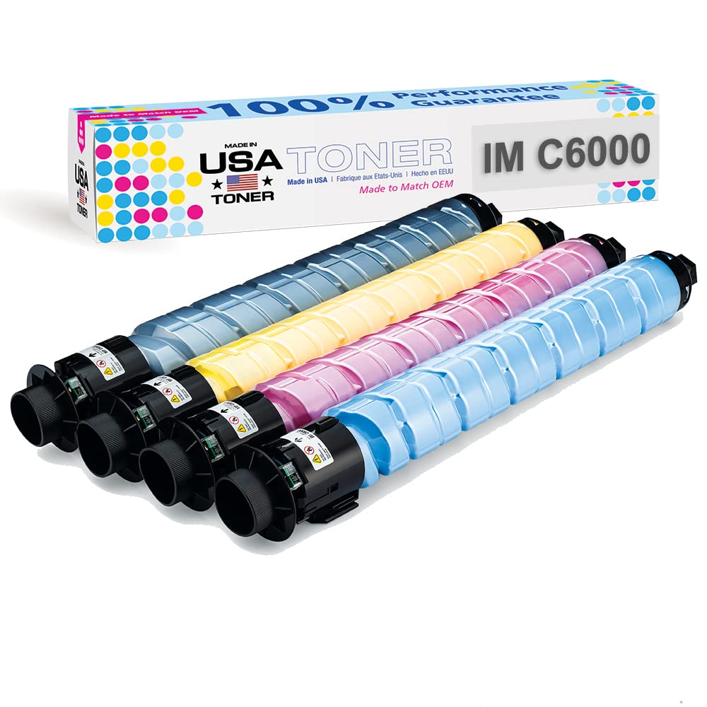 High-Quality USA-Made Toner Cartridge - Compatible with Ricoh Lanier Savin IM C4500/IM C5500/IM C6000 (842282, 842281, 842280, 842279) - 4-Pack CMYK Set for Office Printing & Document Reproduction