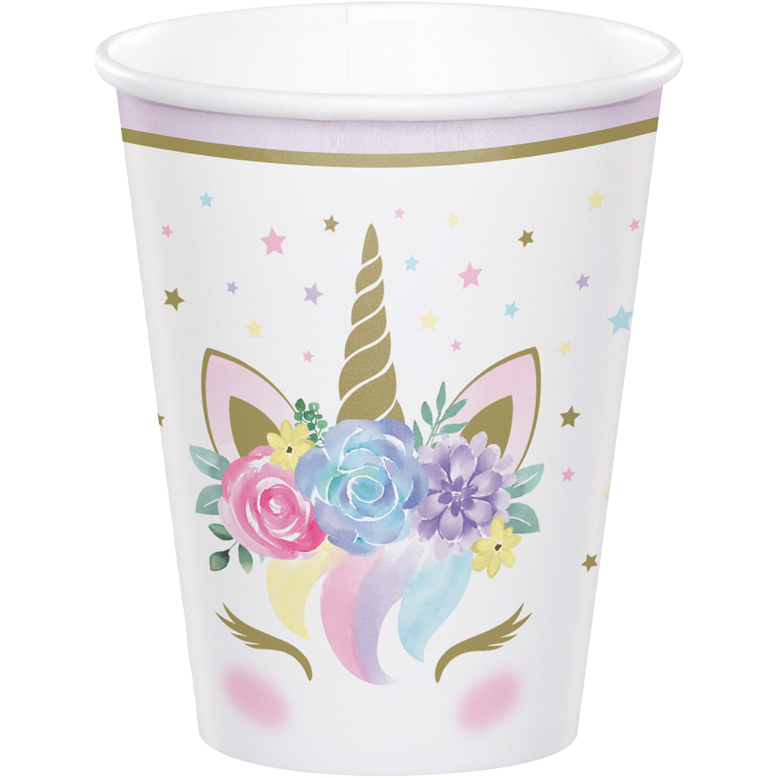 Creative Converting 343968 Unicorn Baby Shower Paper Cups, 9 oz, Multi-color - Perfect for Unicorn Themed Birthday Parties, Baby Showers & Kids Celebrations