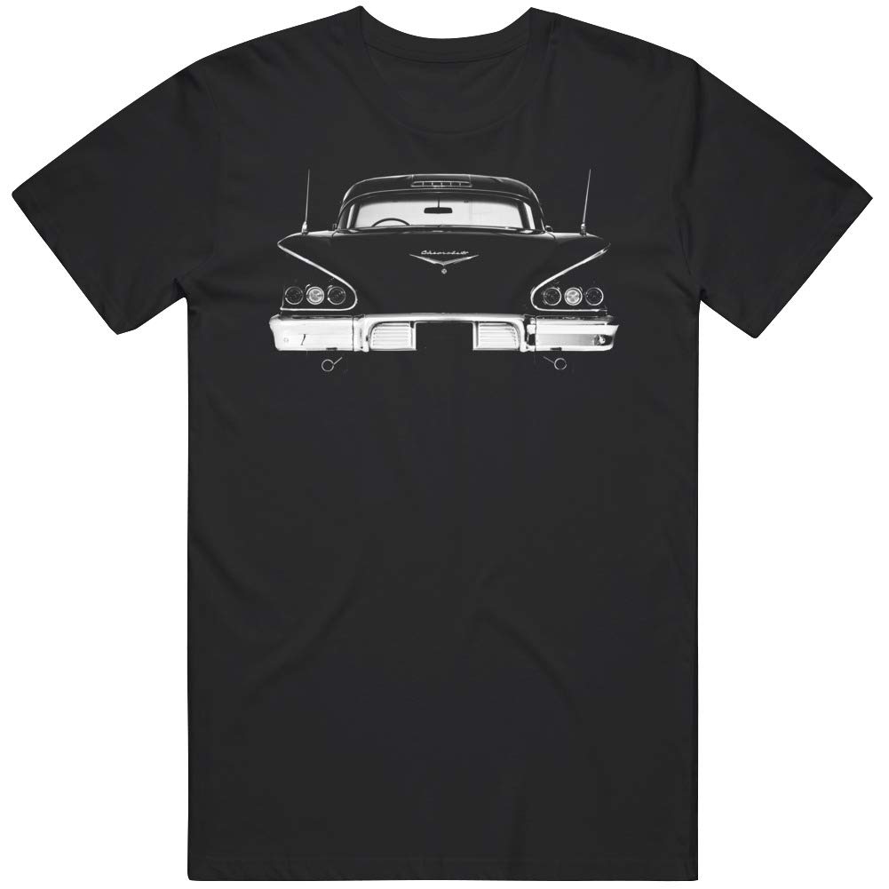 Vintage 1958 Chevy Impala Back View Silhouette T-Shirt - Classic Car Lover's Tee for Men & Women - Perfect for Car Shows, Cruises & Retro Outfits