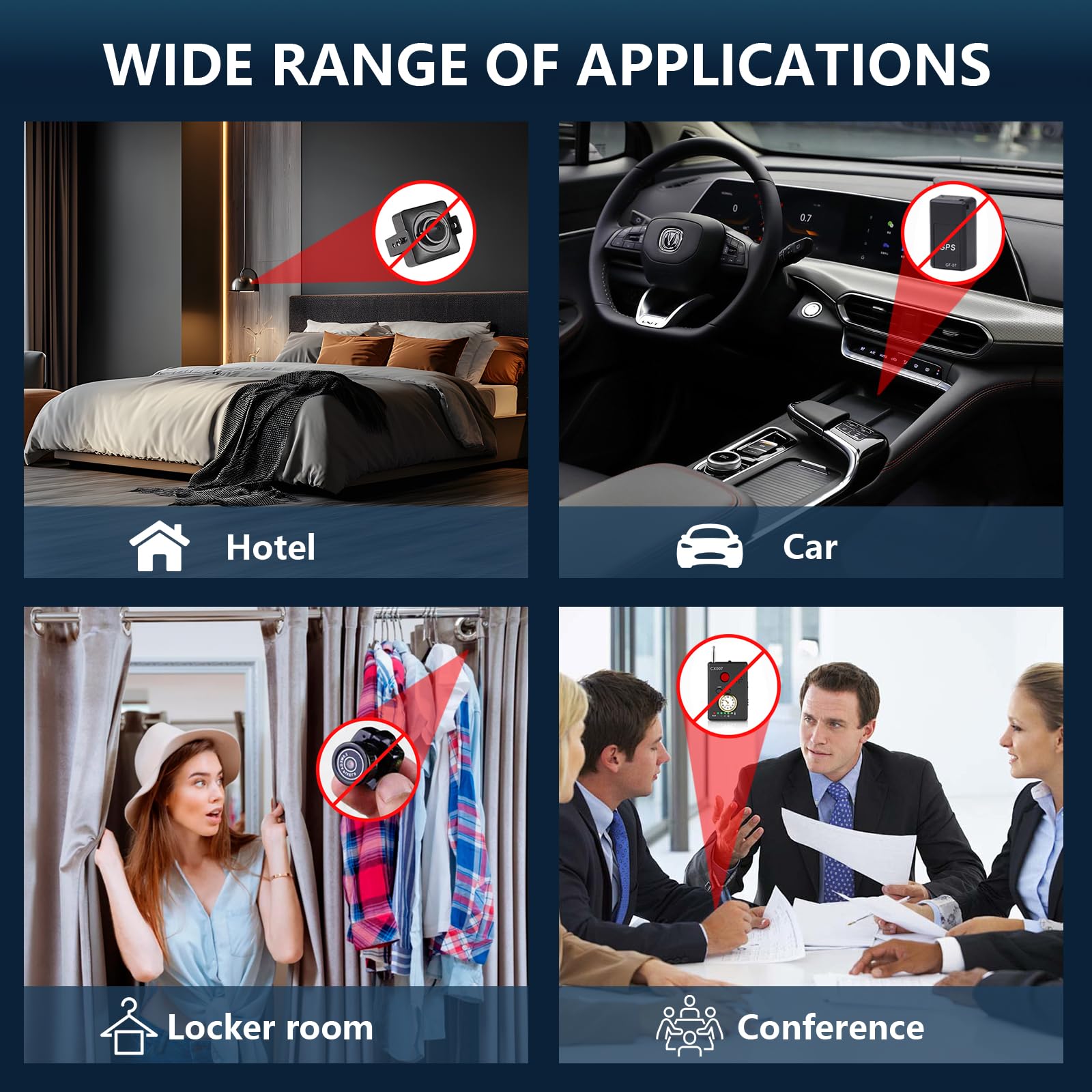 Portable Hidden Camera Detector for Car, Home & Travel - Wireless Bug Finder