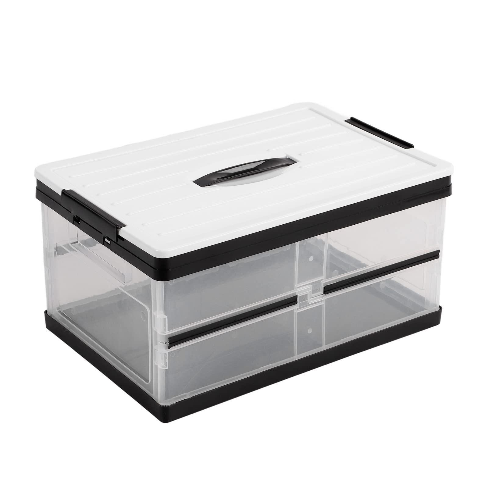 AQXREIGHT Foldable Trunk Storage Box - Large Capacity Car Seat Organizer for Home, Travel & Outdoor Use | Durable & Portable Storage Bin Holder (Black) - Perfect for SUVs, Sedans & Road Trips