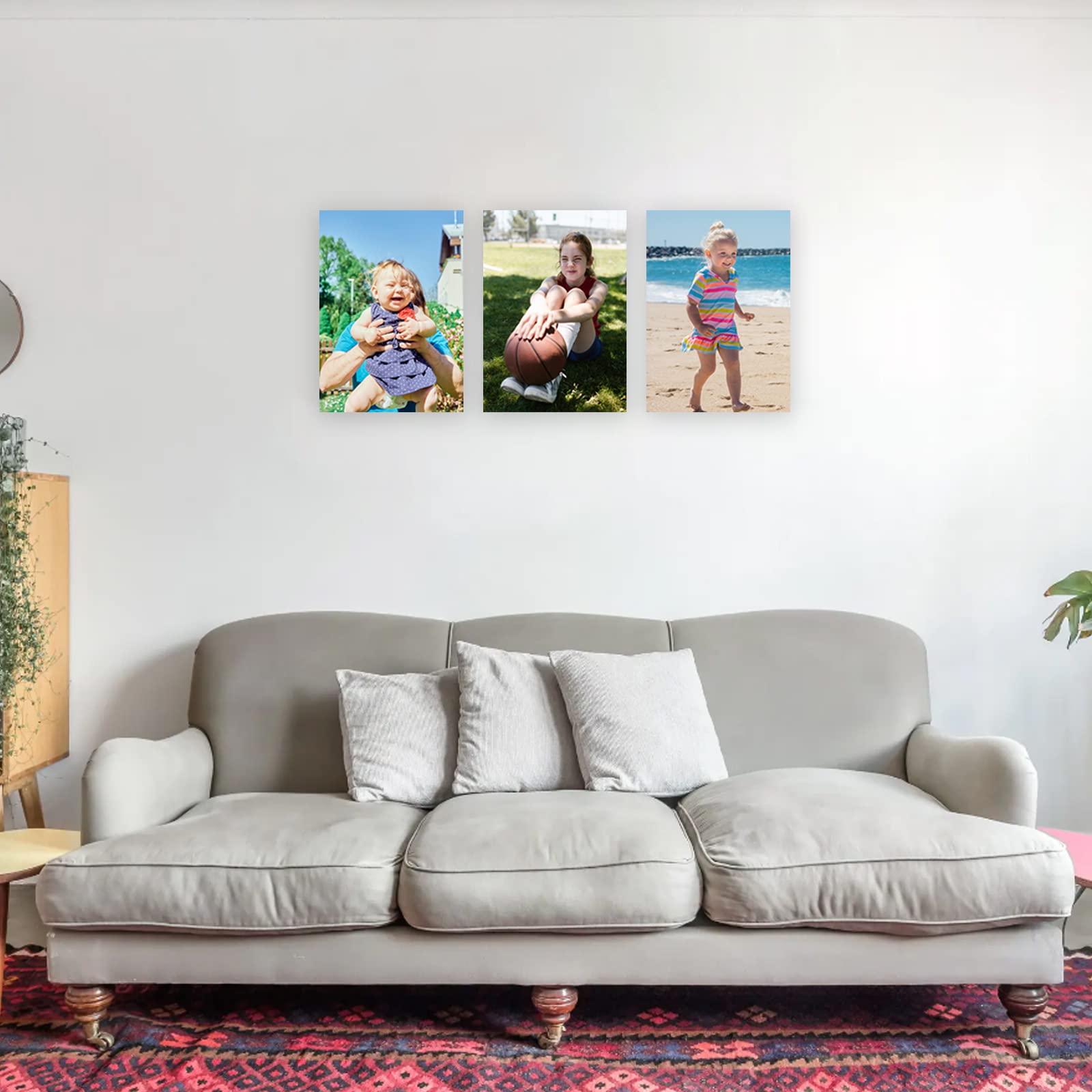 Custom Canvas Prints with Your Photos - 3 Panel Personalized Picture Wall Art | Wedding, Family & Friends Gift Idea | Framed & Ready to Hang (20x28 Inches, 3 Photos) | Perfect for Living Room, Bedroom Decor & Anniversary Presents