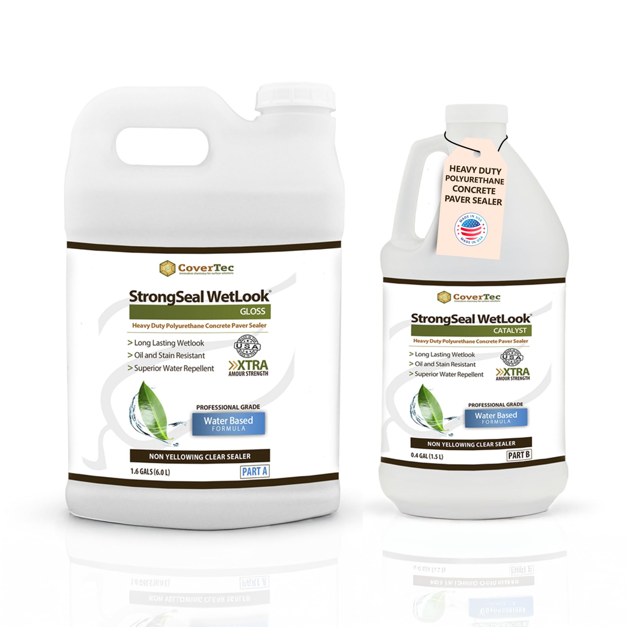 StrongSeal Wetlook Paver Sealer & Joint Sand Stabilizer - Professional Grade 2-Part Kit (5 Gallon) for Brick Pavers, Concrete & Natural Stone - Perfect for Driveways, Patios & Walkways