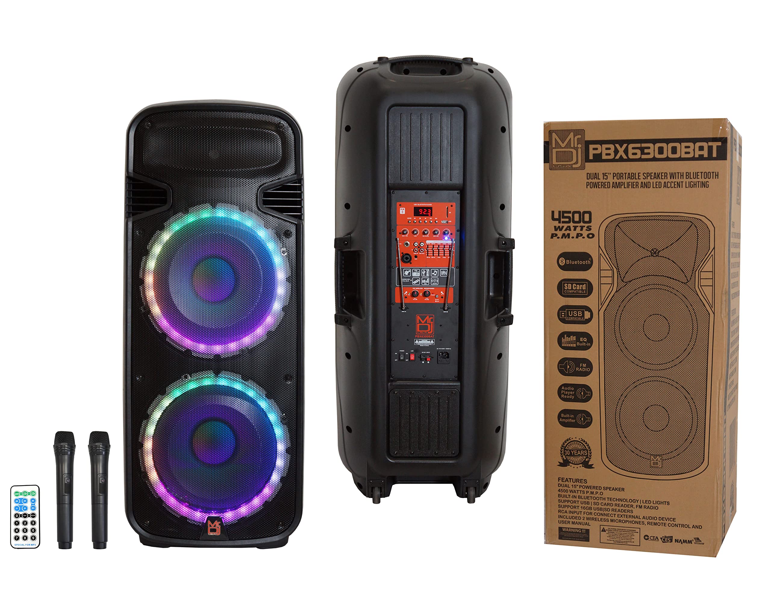 Mr. DJ PBX6300BAT 3-Way Dual 15