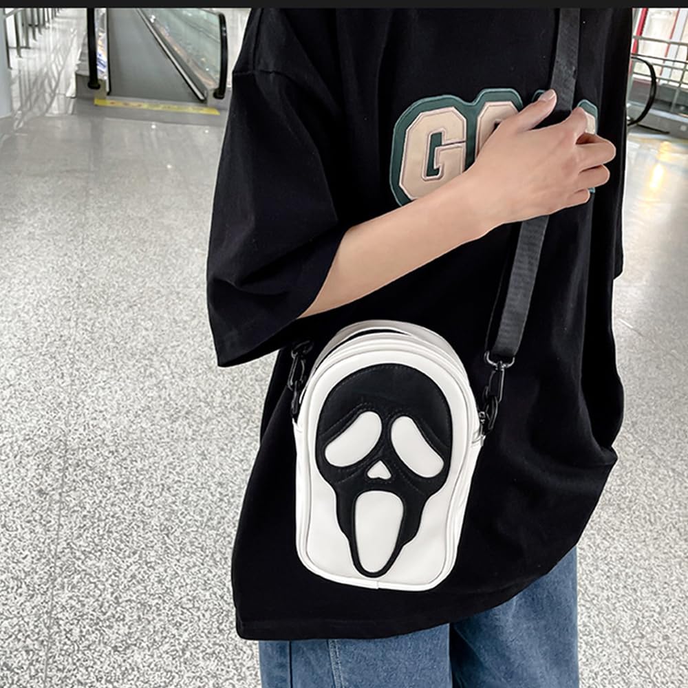 Ghostface Shoulder Bag - Halloween Ghost Purse for Women & Men | PU Leather Gothic Skull Face Crossbody Phone Bag | Perfect for Cosplay, Halloween Parties & Gothic Fashion
