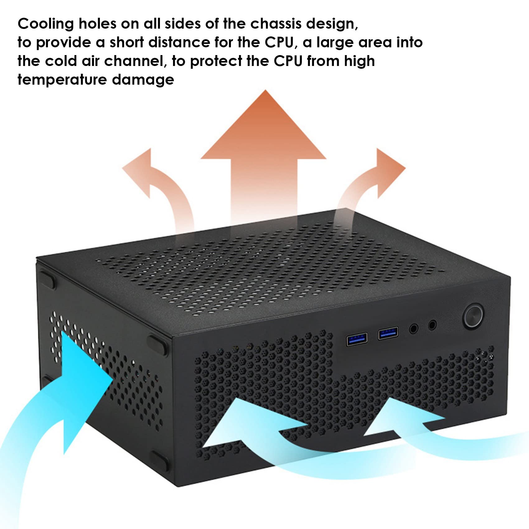 Gathukila A09 Mini ITX PC Case - Compact Gaming Computer Chassis with USB 3.0, Black Desktop Case for Home & Office Use - Perfect for Small Space Gaming Setups & HTPC Builds