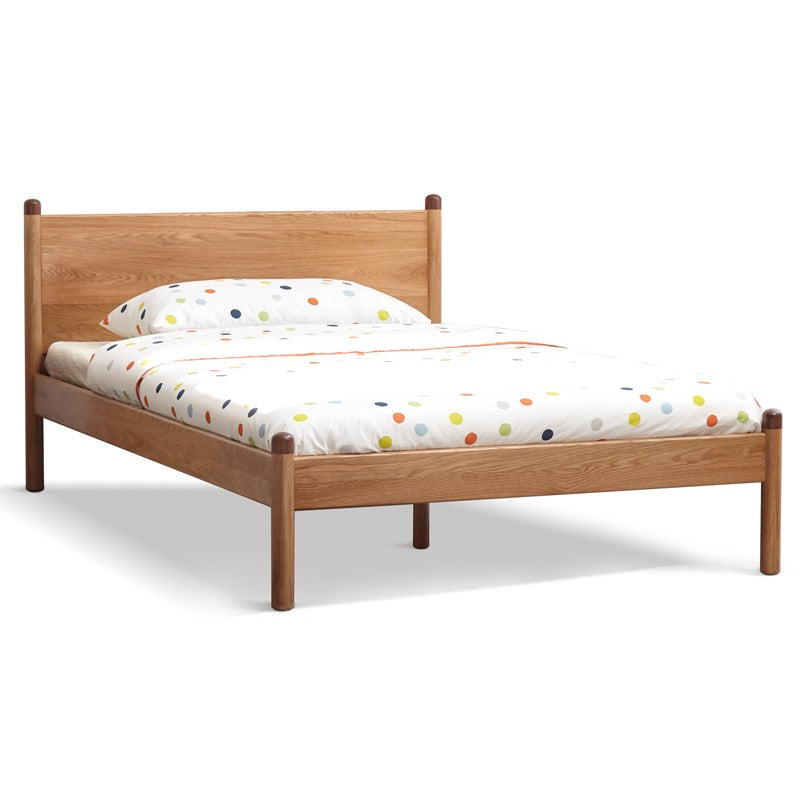 Solid Oak Wood Kids Bed - Sturdy & Safe Children's Bedroom Furniture for Toddlers & Teens - Perfect for Bedrooms, Daycare, and Guest Rooms
