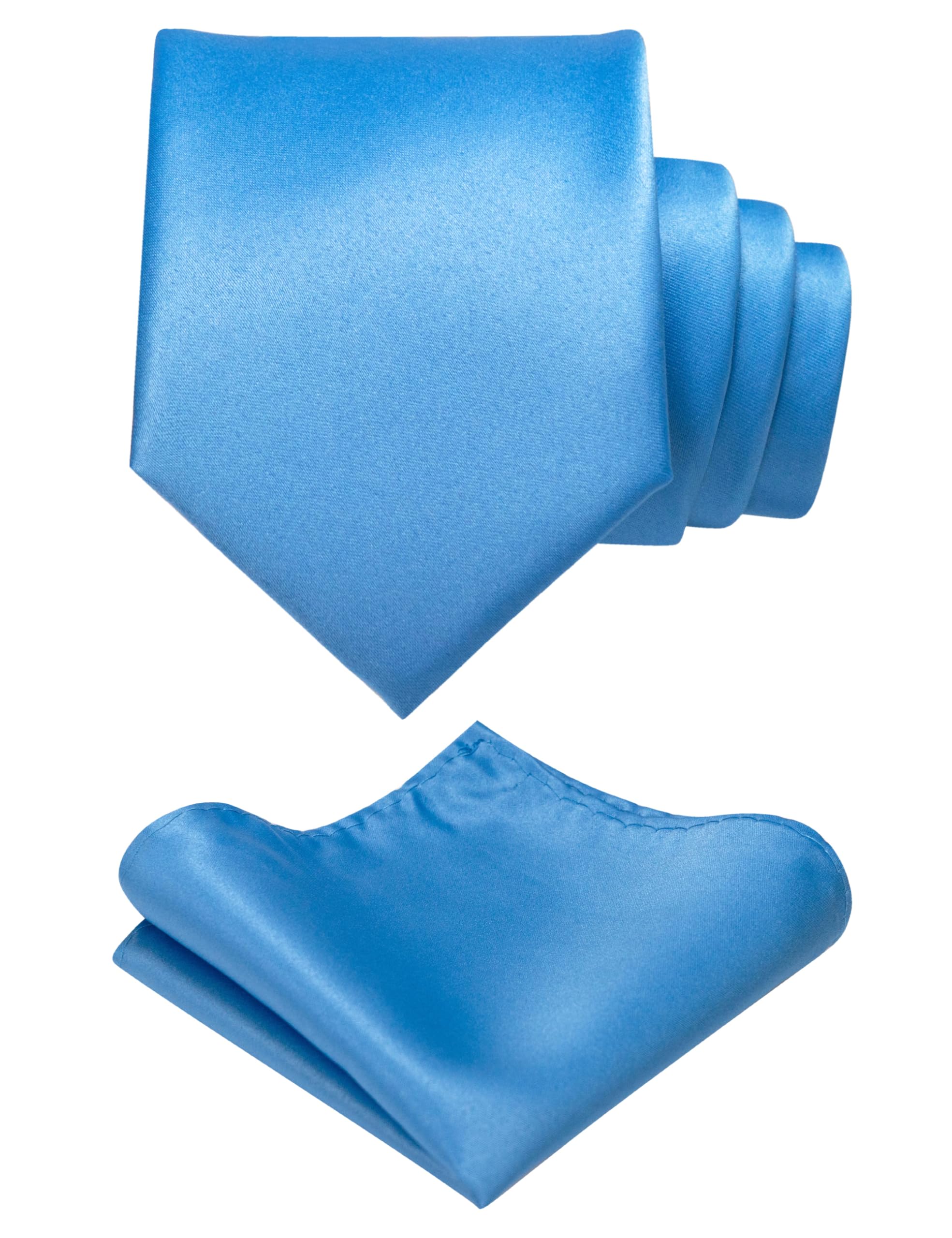 Elegant Sky Blue Silk Tie & Pocket Square Set for Men - Perfect for Weddings, Business Meetings & Formal Events