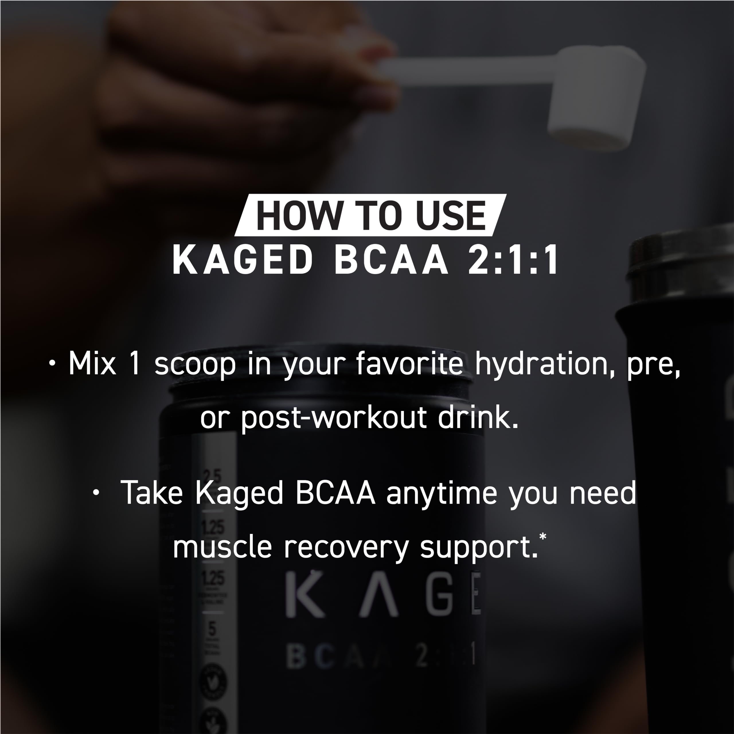Kaged BCAAs Amino Acid Powder - 5g BCAA per Serving, Fermented & Plant-Based Vegan Branched Chain Amino Acid Supplement, Unflavored, 72 Servings for Men - Ideal for Post-Workout Recovery & Muscle Growth