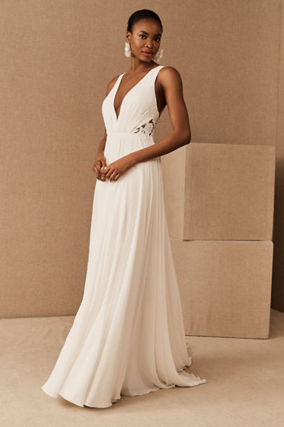 Jenny Yoo Elinor Wedding Gown - Elegant A-Line Bridal Dress with Lace Details | Perfect for Beach, Church & Formal Weddings