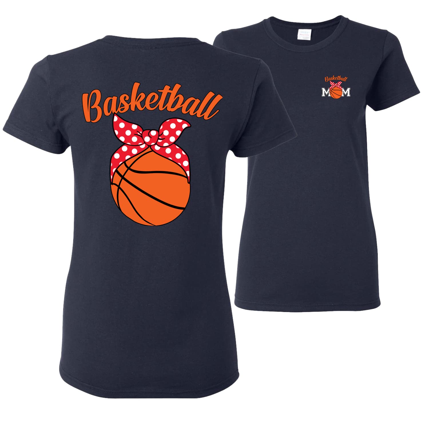 Basketball Mom Graphic T-Shirt - Cute Sports Tee for Women - Youth League Gift Idea - Front & Back Print - Perfect for Games, Practices & Team Spirit