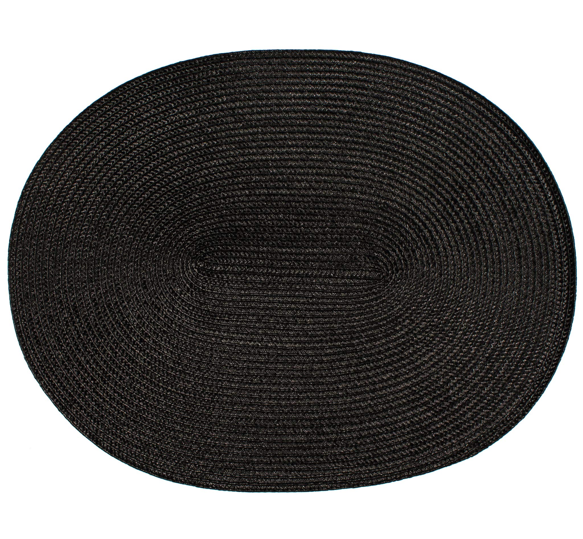 London Woven Spiral Table Placemats Set of 4 - 16.9 x 13 Inches Oval Non-Slip Dining Mats - Perfect for Thanksgiving, Christmas Dinner & Formal Table Settings (Black)