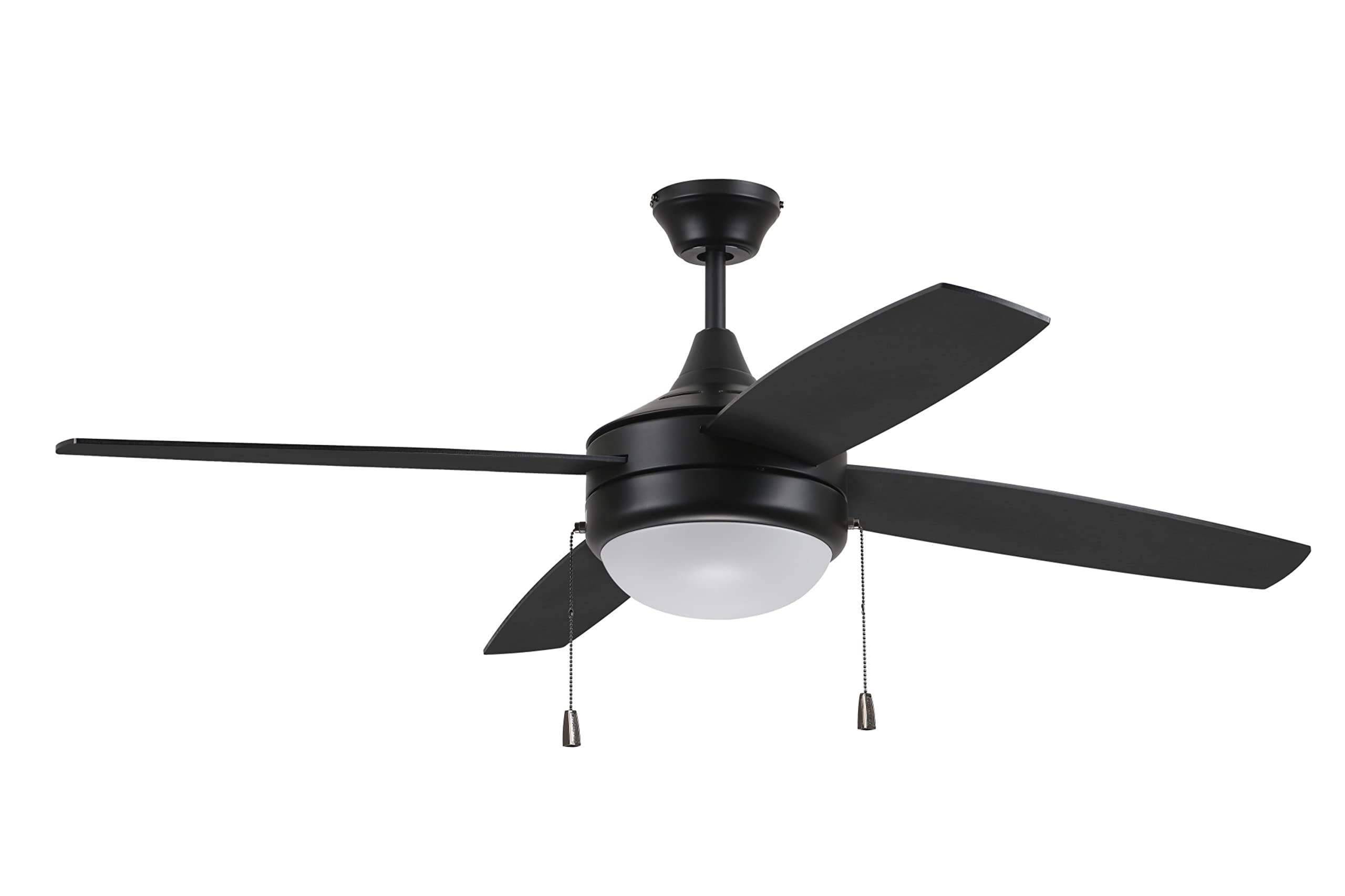 Craftmade EPHA52BNK4 Modern 52-Inch Ceiling Fan with LED Light Kit & Pull Chain - 4 Reversible Walnut/Dark Oak Blades, Quiet DC Motor in Brushed Nickel Finish - Perfect for Living Room, Bedroom, and Outdoor Covered Patio