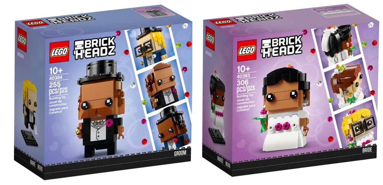 LEGO Brickheadz Wedding Couple Set 40383 & 40384 - Bride and Groom Building Kit - Perfect for Wedding Gifts, Anniversaries & Couples Decor