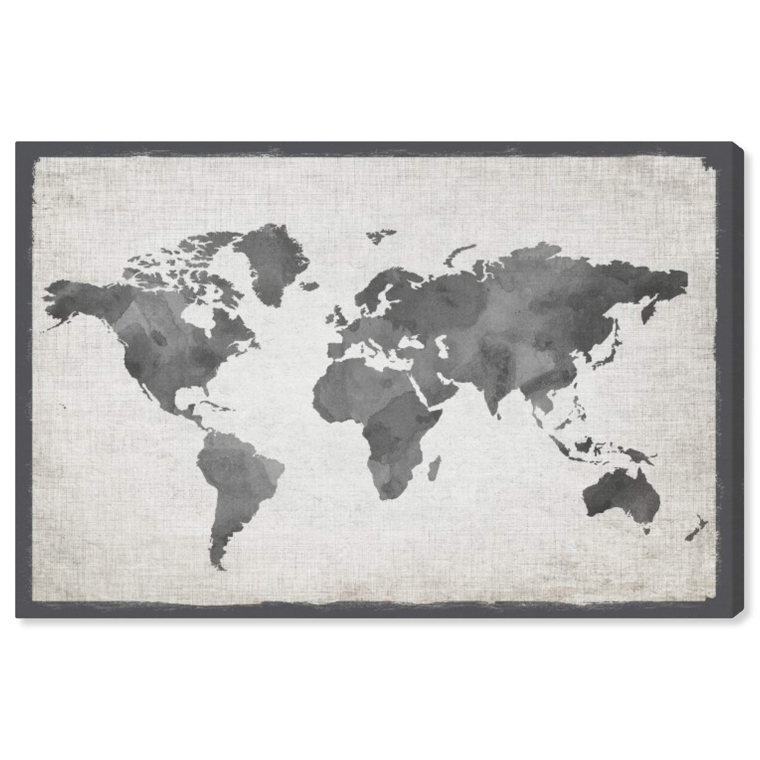Oliver Gal Artist Co. World Map Wall Art Canvas Print - 'Mapamundi Grey' Home Decor - 30