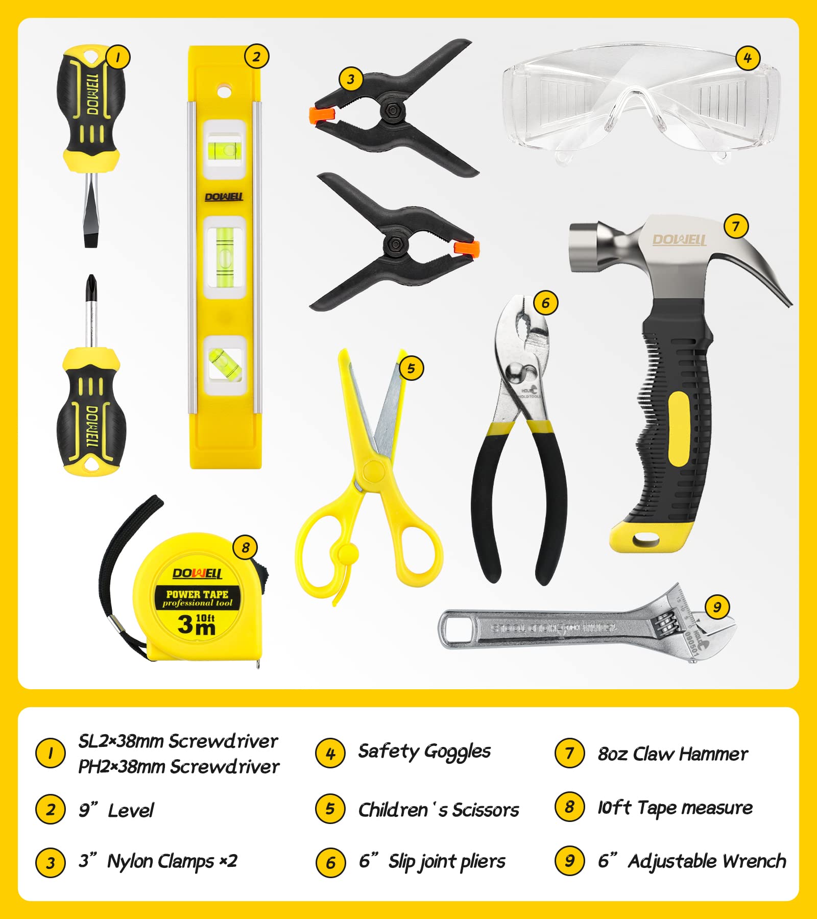 DOWELL Kids Tool Set with Real Metal Hand Tools - 24-Piece DIY Learning Kit for Boys & Girls Ages 8+, Includes Durable Tool Bag - Perfect for Home Projects, Woodworking & STEM Activities