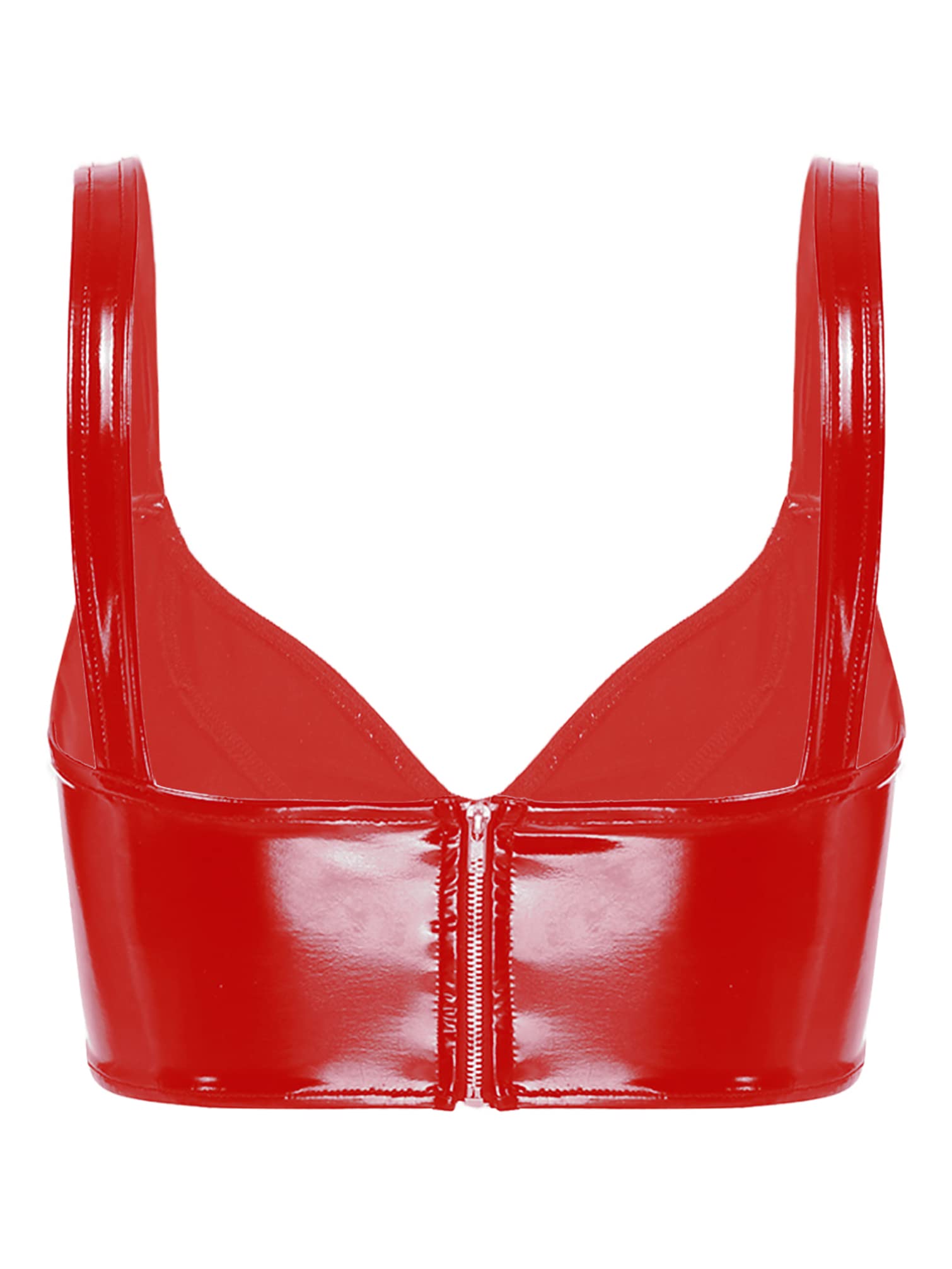 Linjinx Women's Fashion Faux Leather Bralette - Wire-Free No Pad Crop Top for Rave, Dance, Clubwear & Night Out - Perfect for Concerts, Parties, Festivals and Costume Events