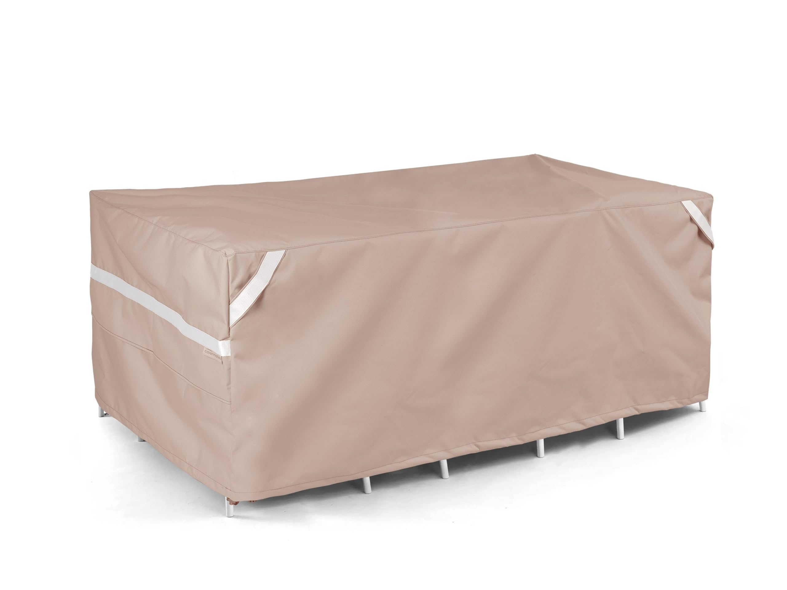 Premium Polyester Rectangular Dining Table & Chair Cover Set - Weather Resistant, Drawcord Hem, 138