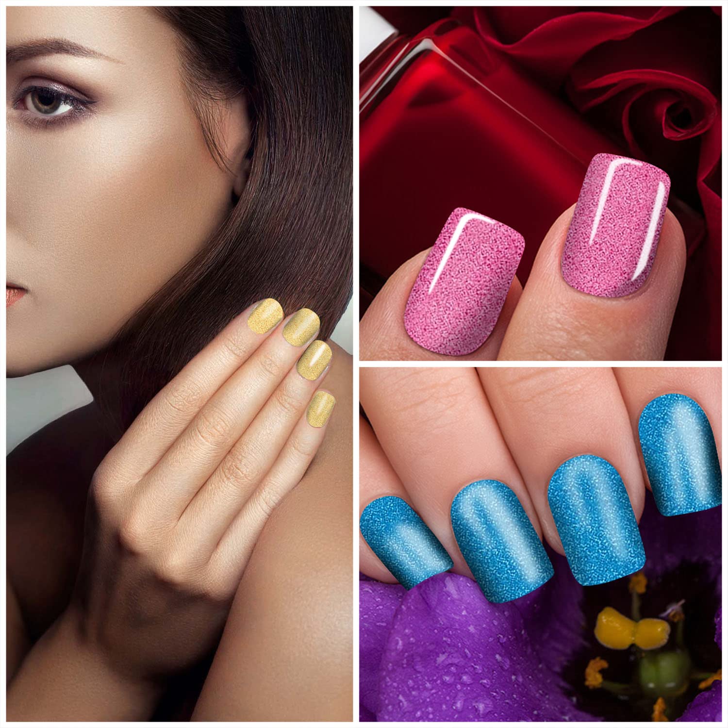 SILPECWEE Self-Adhesive Nail Polish Strips for Women - 16 Sheets Solid Color & Glitter Gel Nail Wraps with Free Nail File - Easy DIY Nail Art Accessories for Home, Salon & Party Manicures