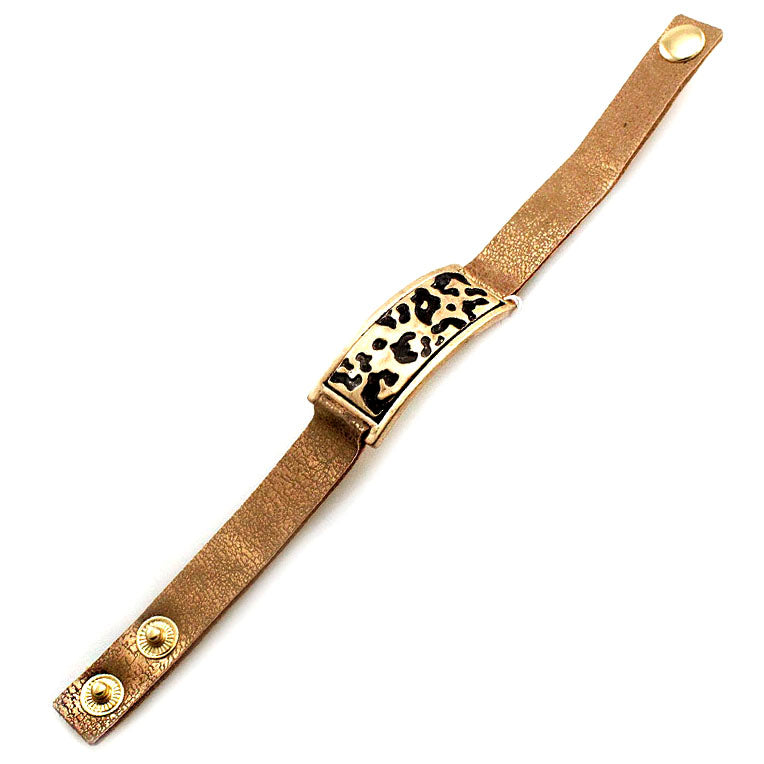 LEOPARD PRINT LEATHER WATCH BAND - Adjustable Genuine Leather Strap for Apple Watch, Samsung Galaxy, Fitbit - Stylish & Durable Replacement Band for Everyday Wear, Workouts & Fashion Accessories