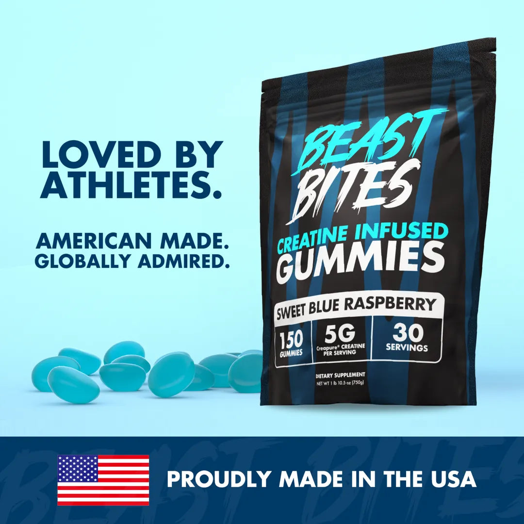Beast Bites Creatine Infused Gummies - Muscle Recovery & Energy Boost for Athletes & Fitness Enthusiasts | Pre-Workout & Post-Workout Supplement
