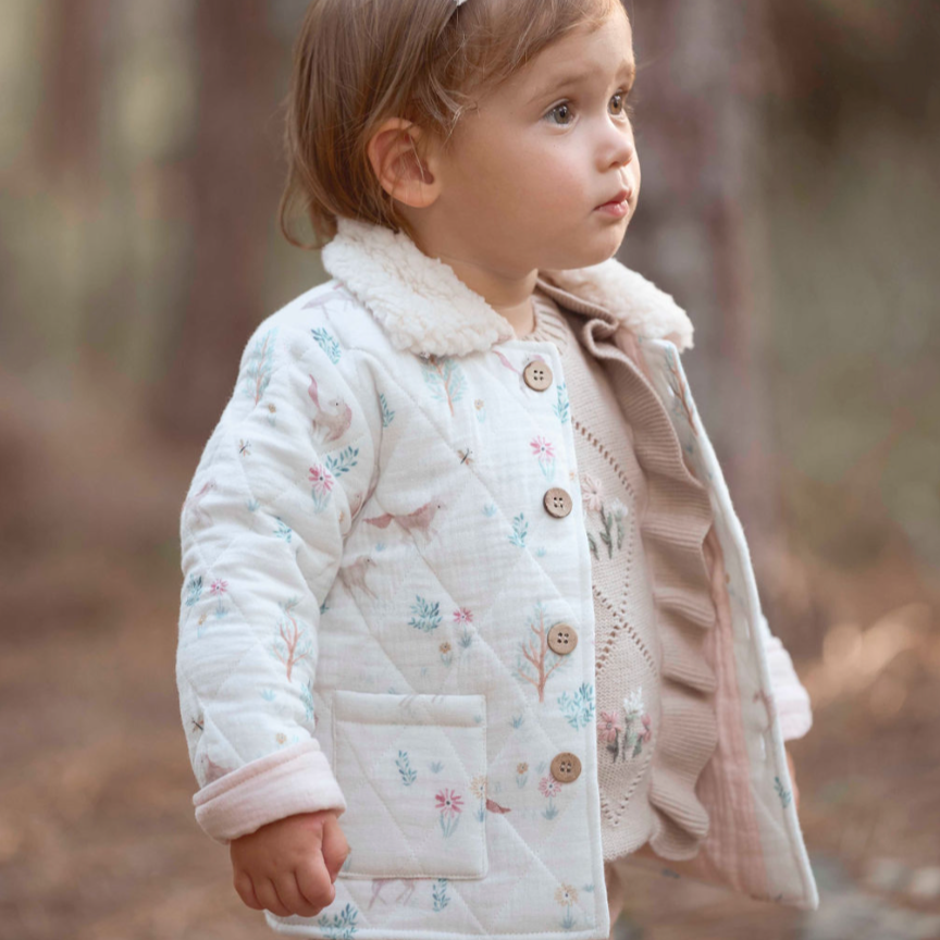 Pony Meadow Organic Muslin Quilted Jacket - Lightweight Women's Winter Coat, Eco-Friendly Cotton Outerwear for Casual & Outdoor Activities