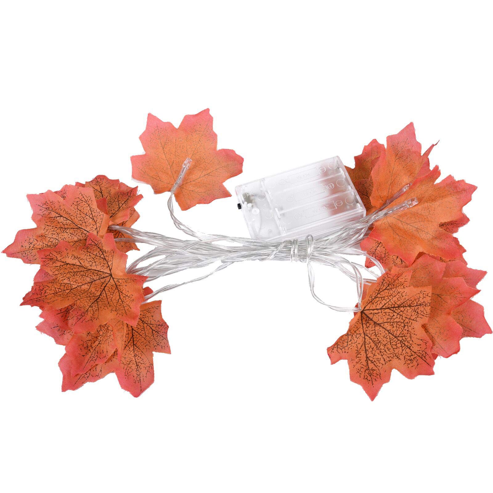 3M Thanksgiving LED String Lights - 20 Double Maple Leaf Design for Camping, Lanterns & Outdoor Decor | Perfect for Thanksgiving, Fall Parties & Cozy Gatherings
